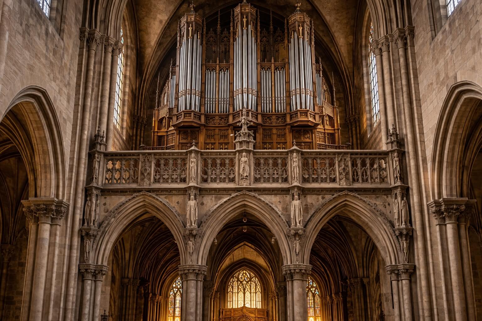 L’orgue Silbermann installé sur le jubé dans l’église Saint-Pierre-le-Jeune à Strasbourg.