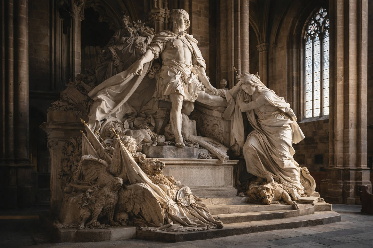 Le mausolée monumental du maréchal de Saxe dans le chœur de l’église Saint-Thomas.