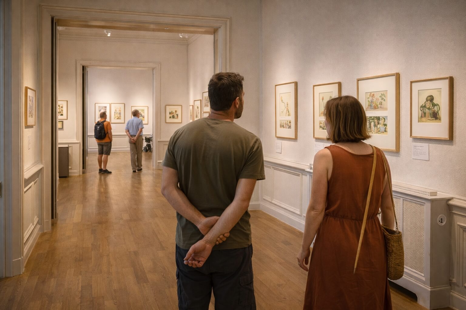 Des visiteurs profitent d’une visite calme au musée Tomi Ungerer.