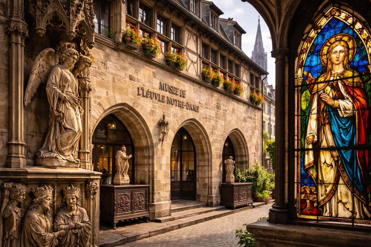 Image de couverture sur le Musée de l’Œuvre Notre-Dame mêlant façade, sculptures et ambiance patrimoniale.