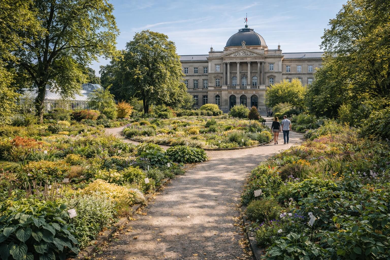 Jardin botanique de Strasbourg dans son cadre universitaire, entre nature et architecture de la Neustadt.
