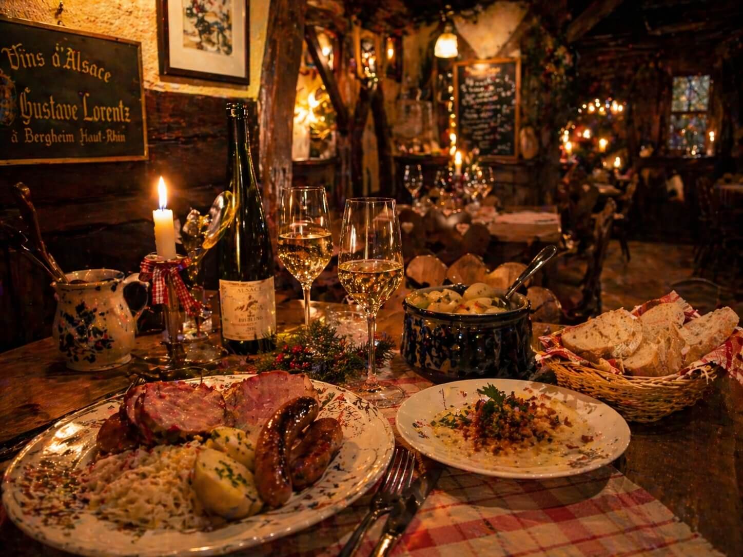 Repas traditionnel alsacien en ambiance romantique