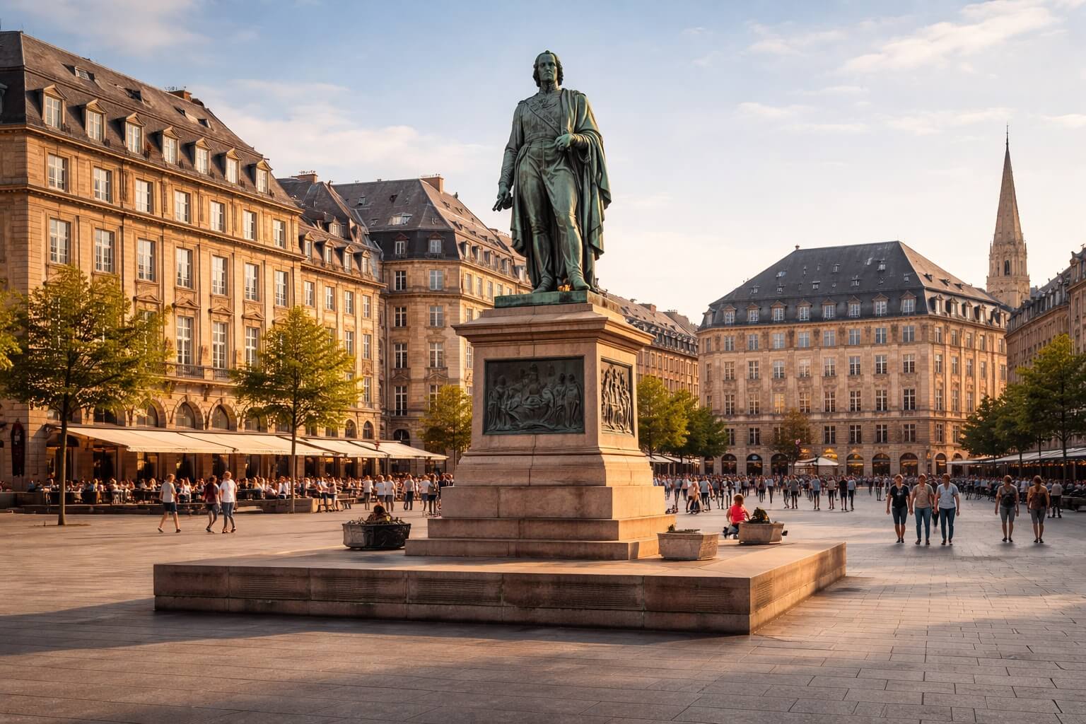 Statue du Général Kléber sur son socle au milieu de la Place Kléber à Strasbourg.
