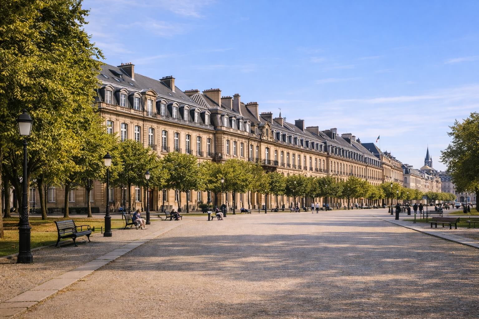 Façades historiques et hôtels particuliers bordant la place Broglie à Strasbourg.
