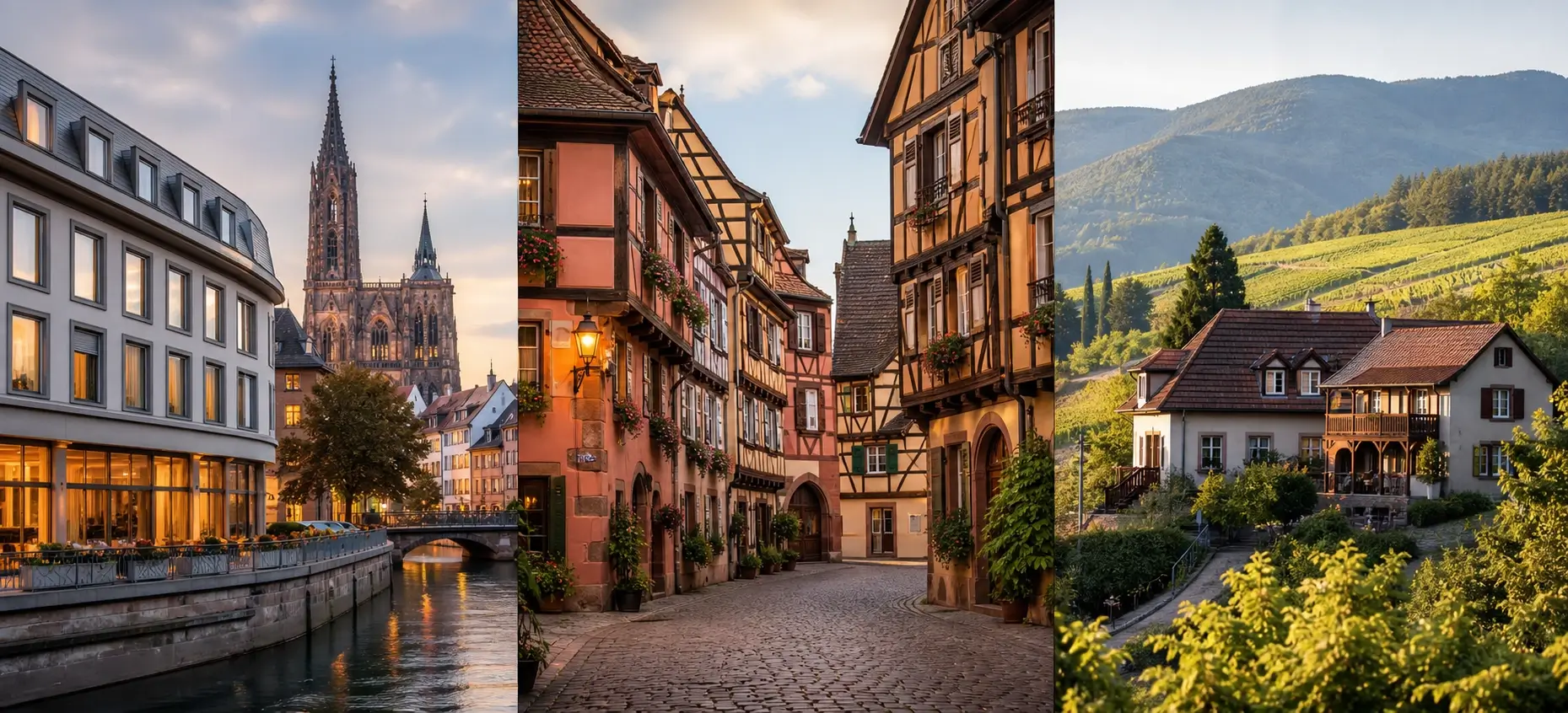 Différents types d’hébergements en Alsace entre Strasbourg, Colmar et villages de la route des vins